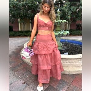 Dreamy Days - Top and Ruffle Maxi Skirt (mauve set)